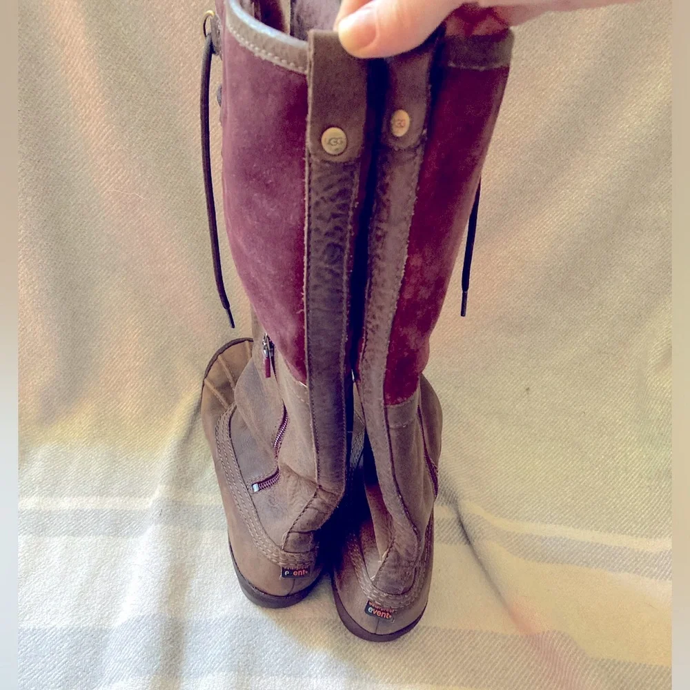 UGG Belcloud Duckboots Suede‎ Leather Sheepskin Purple Plum Waterproof US 9